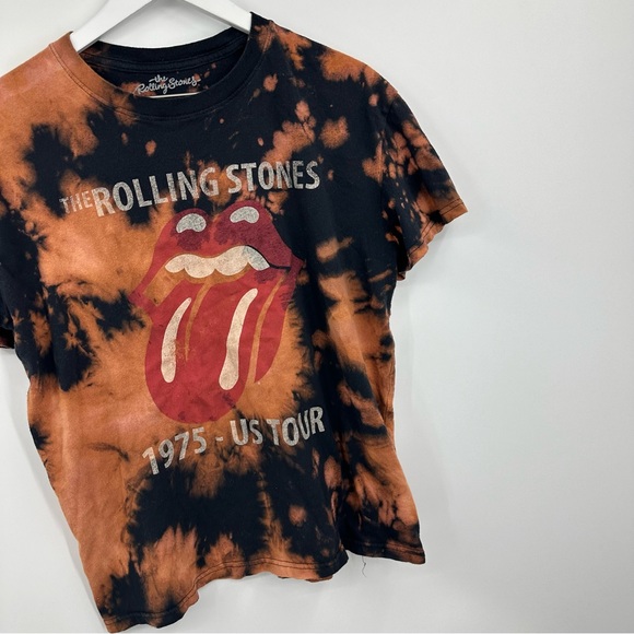 The Rolling Stones Custom Bleach Splatter Short Sleeve Shirt Size XL Upcycled - Picture 2 of 10